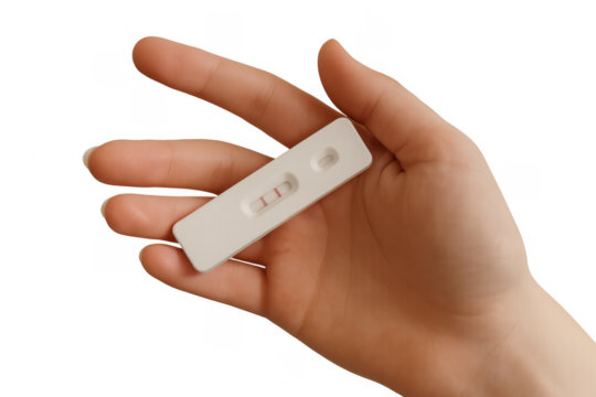 Positive Rapid Test Held in Hand isolated on transparent background