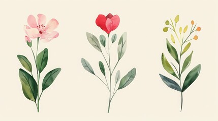 Botanical illustrations with detailed leaf and flower elements for eco-conscious branding.