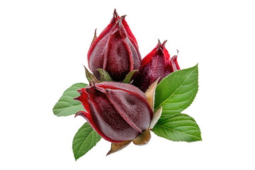 Fresh roselle fruit with leaves