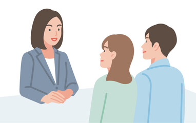 Obraz premium ミーティングをするビジネスパーソンのイラスト