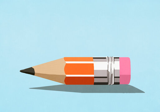 Pencil nub on blue background
