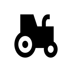 Black silhouette of a tractor with large wheels and exhaust pipe on a white background illustration