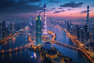 Naklejka premium Nocturnal Cities Illuminating Global Connections
