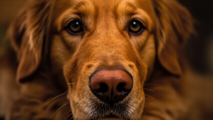 Golden retriever close-up portrait with soft focus