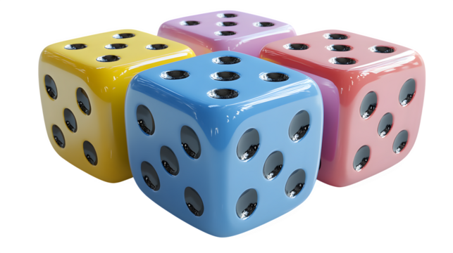3D dice, isolated on white background