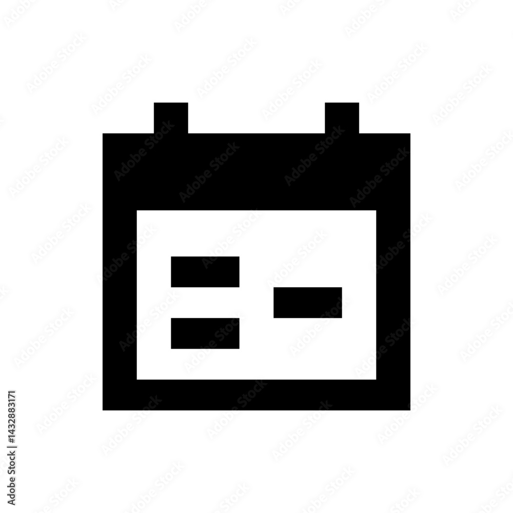 Poster a simple black calendar icon with three rectangular schedule blocks displayed on the calendar page d