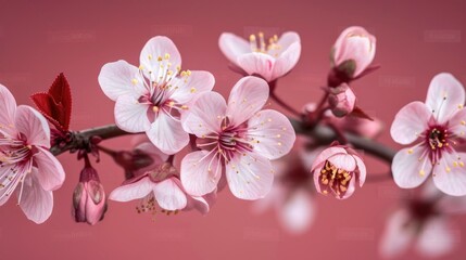Blooming cherry blossoms on a tree branch