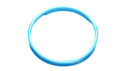 Minimalist glowing blue neon ring, symbolizing technology and futuristic themes. Isolated on a transparent background.