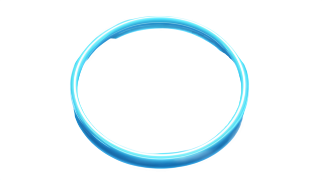 Minimalist glowing blue neon ring, symbolizing technology and futuristic themes. Isolated on a transparent background. - Powered by Adobe