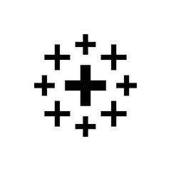 Black plus signs arranged in a circular pattern with a larger plus sign in the center design element image