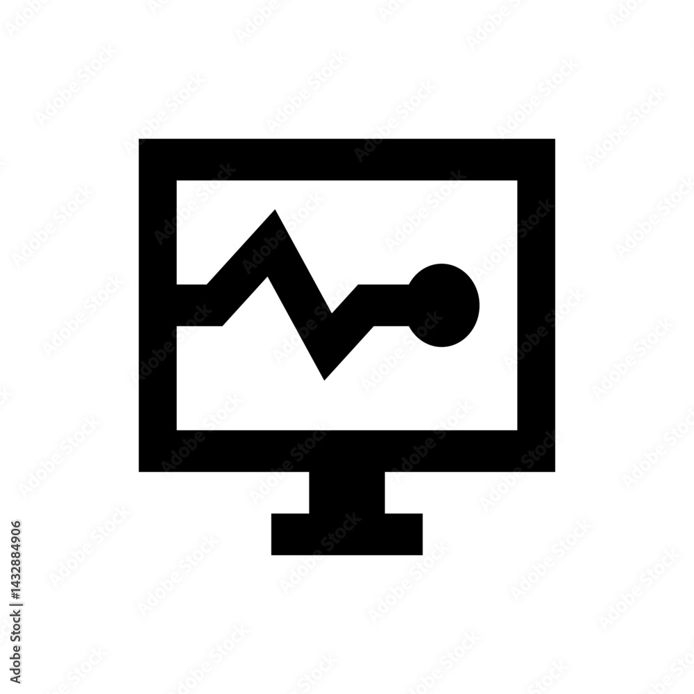 Poster computer screen displaying a line graph with a prominent circle at the end indicating data point on 