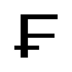 Illustration of a black swiss franc currency symbol on a white background in a simple and clean style
