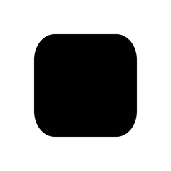 Illustration of a solid black rounded rectangle shape with smooth edges isolated on a white background space