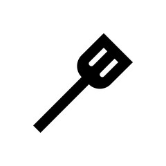 Illustration of a black spatula with three slots on a white background kitchen utensil for cooking use