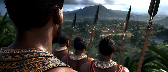 Warriors Surveying Lush Valley