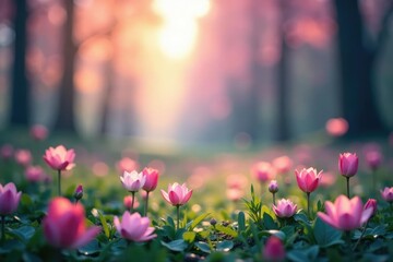 Obraz premium Abstract blurred nature scene, soft focus, tranquil colors, color, organic