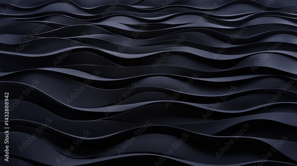 Fototapete a 3d rendering of a wave-like pattern in dark blue.