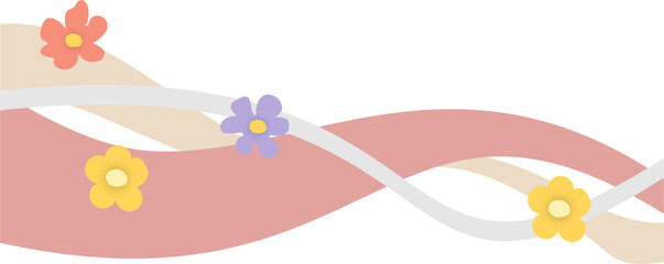 Abstract Wave with Flowers Border