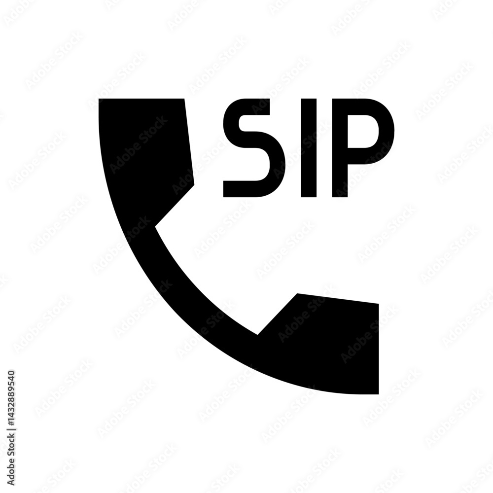 Poster black phone receiver graphic displaying the letters sip in bold white font on a white background des