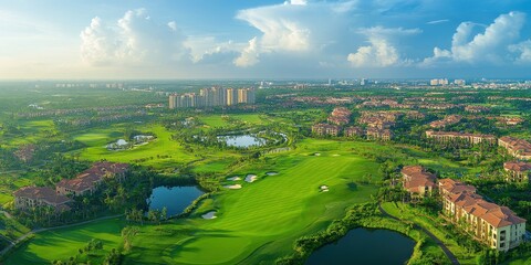 Expansive golf course and residential community.