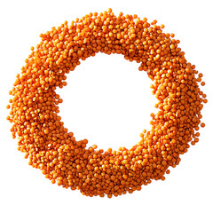 Obraz premium sun from red lentil grains, circle, white background