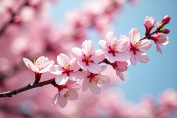 Obraz premium Delicate pink sakura blossoms, soft petals, gentle branches , flower pattern, japanese, wallpaper