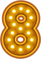 Retro Light Bulb Number Font 8
