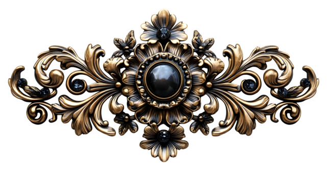 Antique gold frame with ornate design, vintage decoration element, isolated on white background
