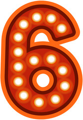 Red Retro Light Bulb Number 6  