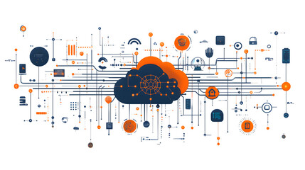 Obraz premium Artificial intelligence elements and technology icons isolated on white background