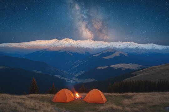 Night camping under starry sky (1)