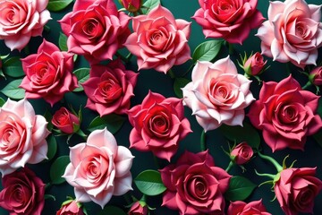 Obraz premium Intricate blooming rose pattern, repeating seamlessly , floral wallpaper, romantic