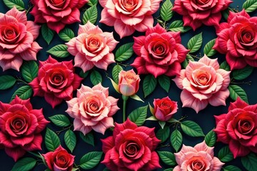 Intricate blooming rose pattern, repeating endlessly , flower pattern, repetitive