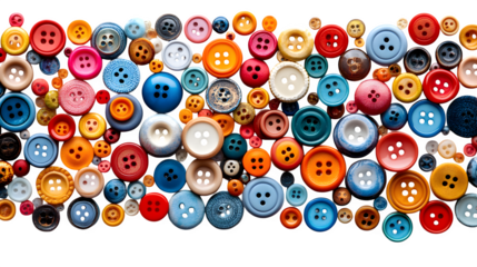Assorted colorful buttons in creative layout isolated on white background