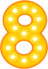 Yellow Retro Light Bulb Number 8 