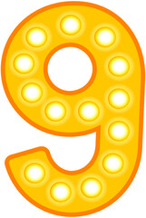 Fototapeta premium Yellow Retro Light Bulb Number 9 