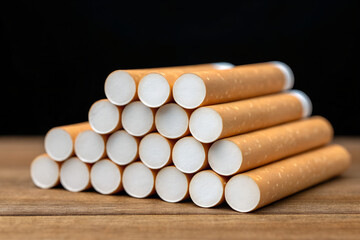 Close-Up of Cigarette Filters in a Pile – Tobacco Addiction Concept Image