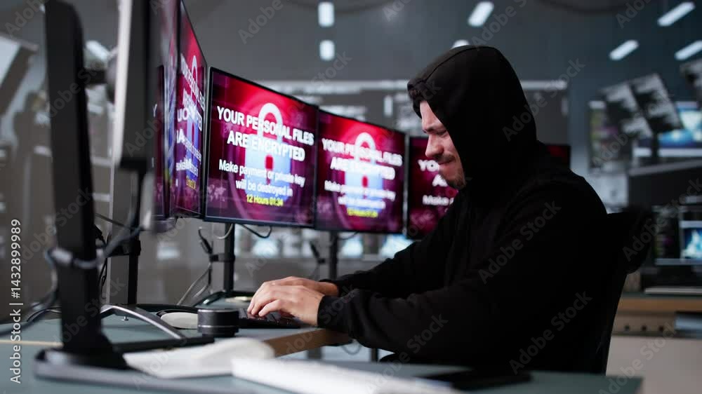 Leinwandbilder ransomware cyber attack on hacker computer