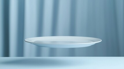 A floating plate in mid-air with no visible support.