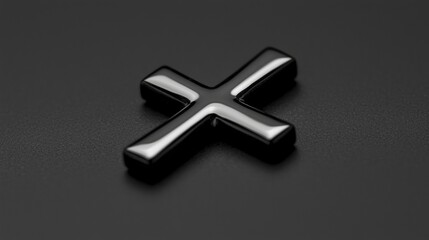Obraz premium A shiny black cross on a black background.