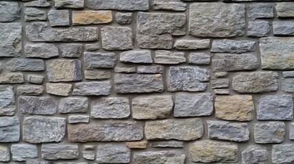 Fototapeta premium Exterior stone wall composed of irregular, rectangular blocks.