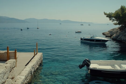 Calm cove with boats