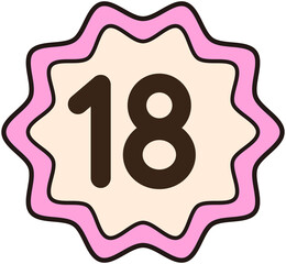 Cute Sawtooth Round Shape Number 18
