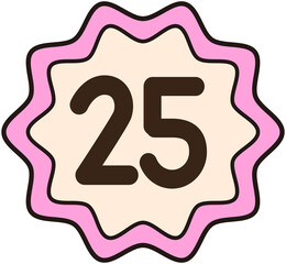 Cute Sawtooth Round Shape Number 25
