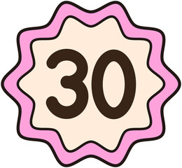 Cute Sawtooth Round Shape Number 30
