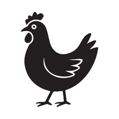 Black Icon Fried Chicken Vector Clean White Background