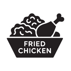 Clean Vector Illustration Fried Chicken Black and White