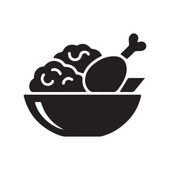 Fried Chicken Vector Art in Black on White
