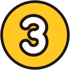 Cartoon Style Round Shape Number 3
