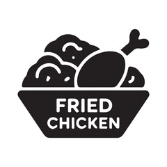 Minimal Black Fried Chicken Icon on White Surface